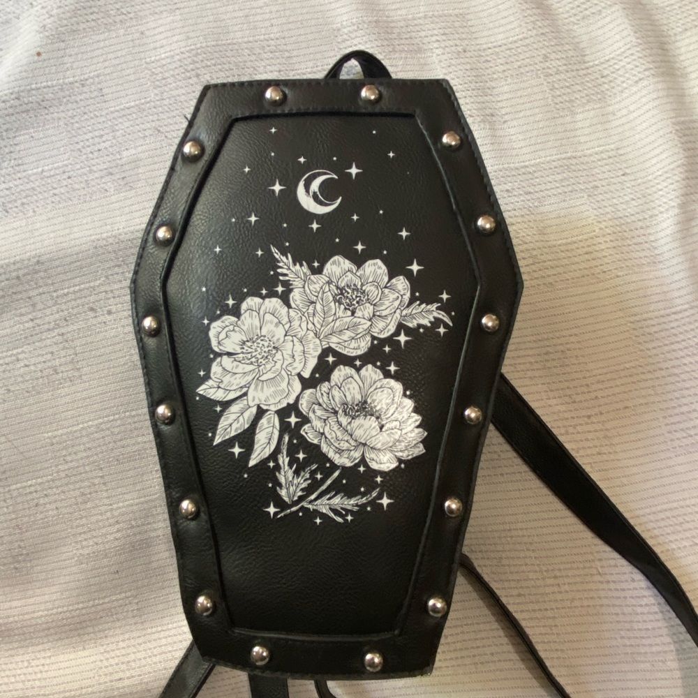 Hot Topic Black Gothic Backpack with Floral Design